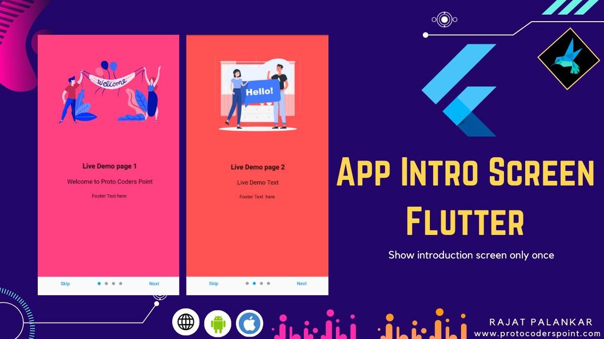 'Video thumbnail for App Intro Screens - Flutter Introduction Screen a welcome screen to new user'