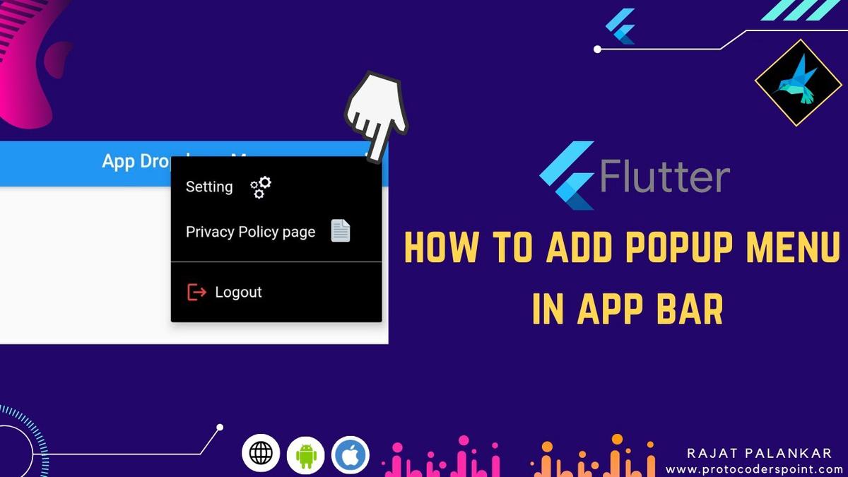 'Video thumbnail for Flutter popup menu - appbar dropdown menu - three dot'