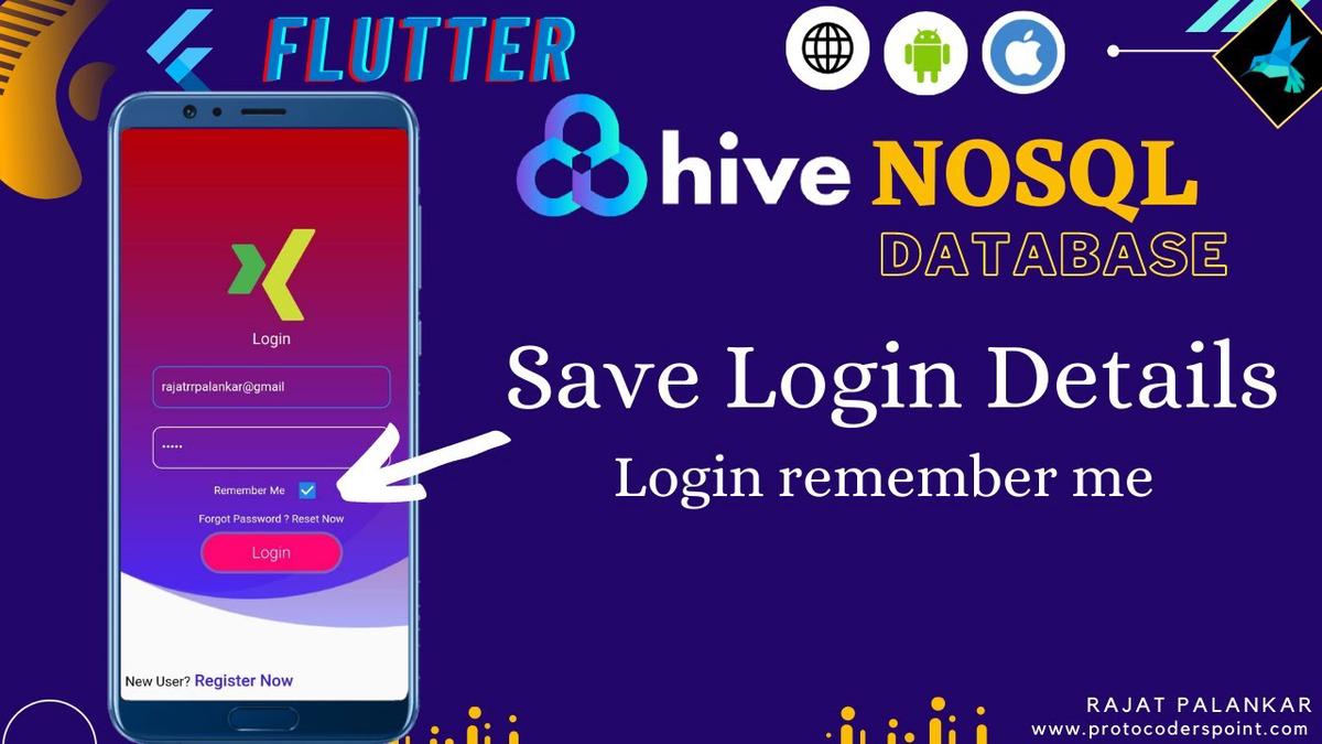 'Video thumbnail for Flutter Login Remember Me - Save login details using hive db - flutter hive example'