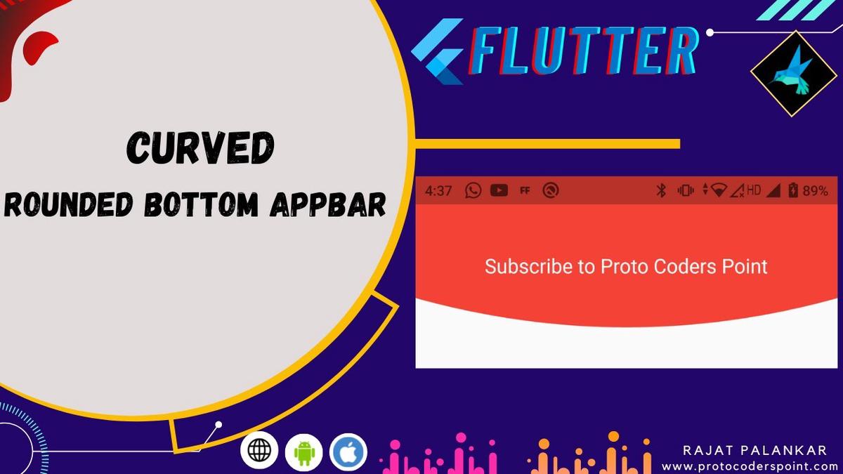 'Video thumbnail for Flutter Custom Shape Appbar  - Curved Bottom Shape Appbar using Clippath with CustomClipper Path'