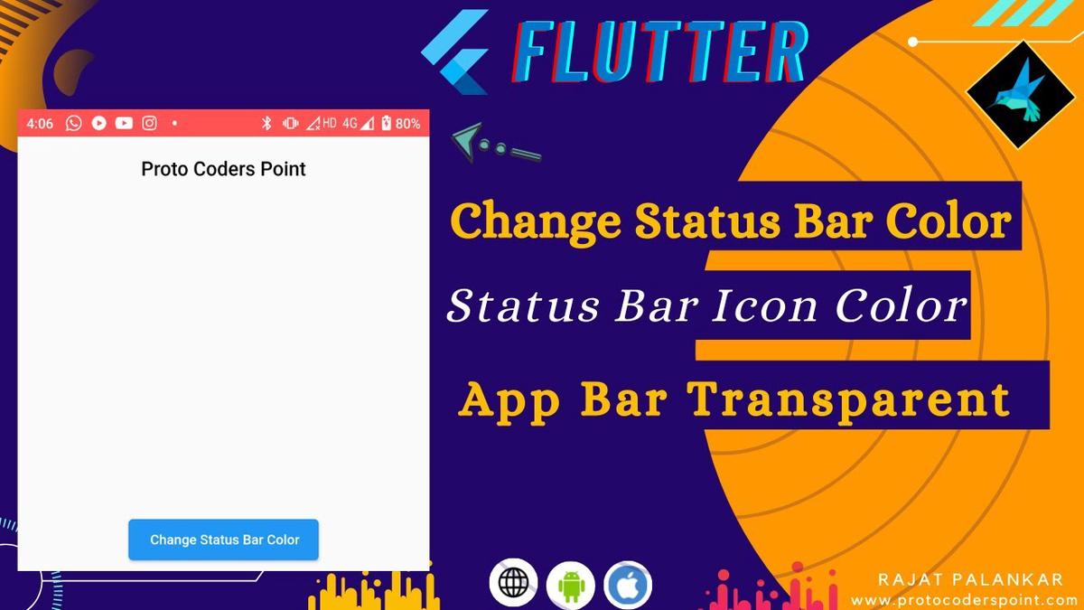 'Video thumbnail for Flutter Tutorial - Change Status bar color, change status bar icon color, Make app bar transperent'