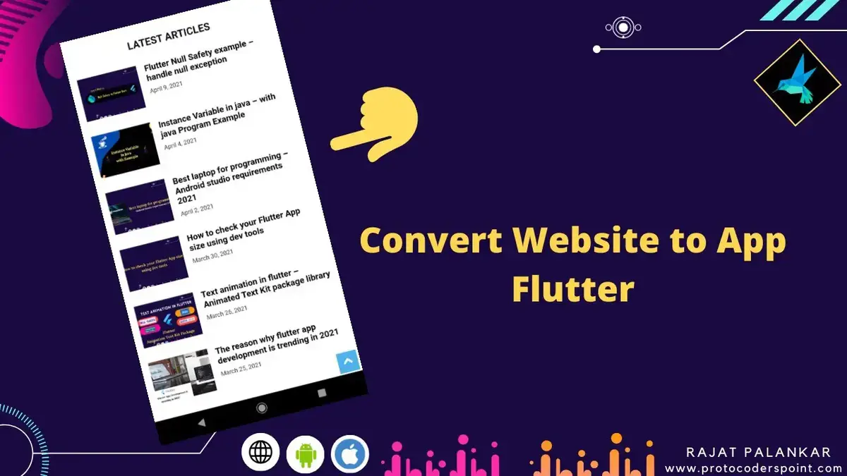 'Video thumbnail for Flutter webview example - Convert Website to app - Flutter Webview tutorial'