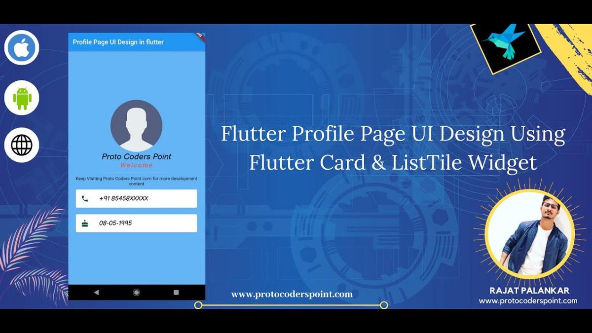 'Video thumbnail for Flutter Profile Page UI Design Using Flutter Card & ListTile Widget'