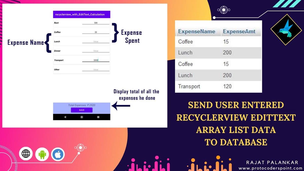 'Video thumbnail for Send user entered recyclerview edittext Array list data to database (phpmyadmin) - PART 2'