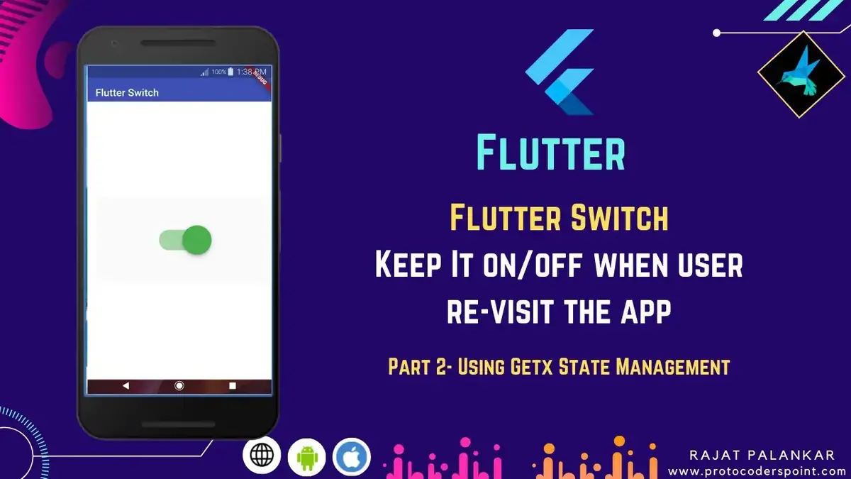 'Video thumbnail for flutter switch using Getx to keep it on off when user re visit app'