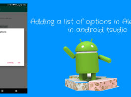 Adding a list of options in Alert Dialog in android tsudio