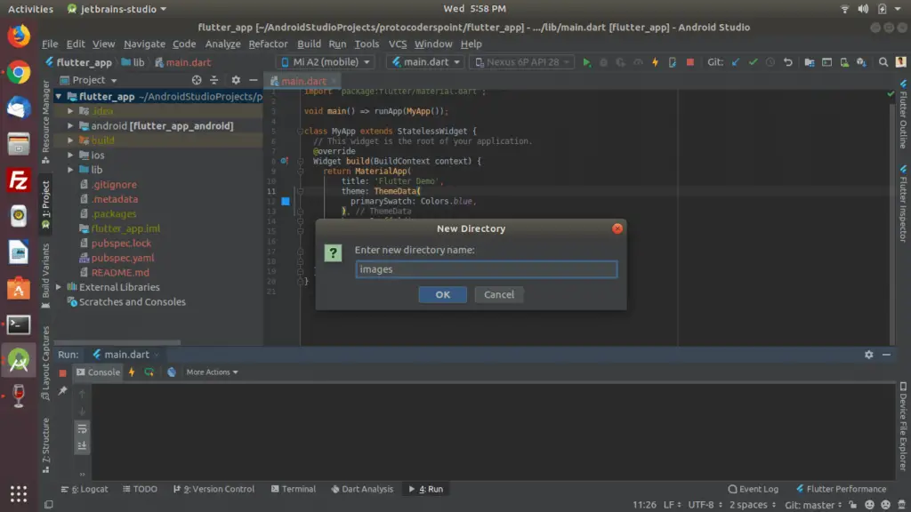 creating a directory in flutter project