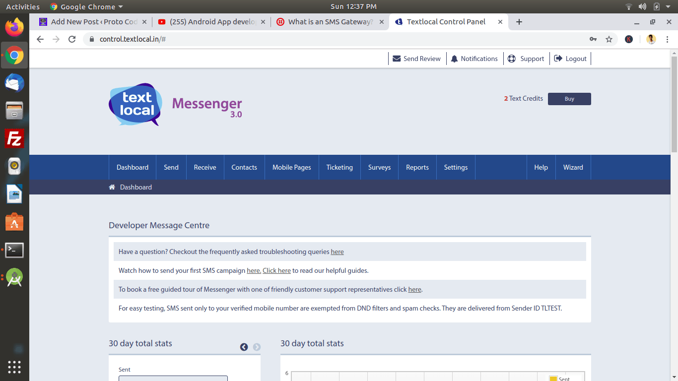 Send SMS using text local an SMS GATEWAY - Android Studio Application