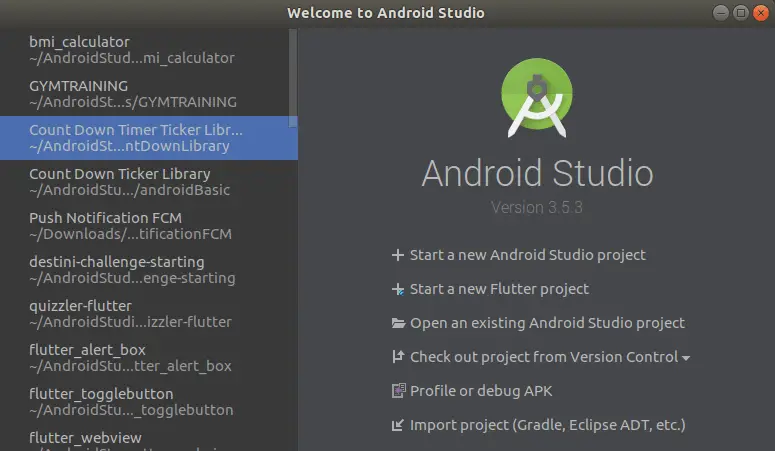 Create a new android Project