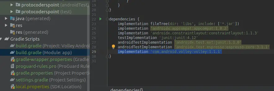 adding android volley library