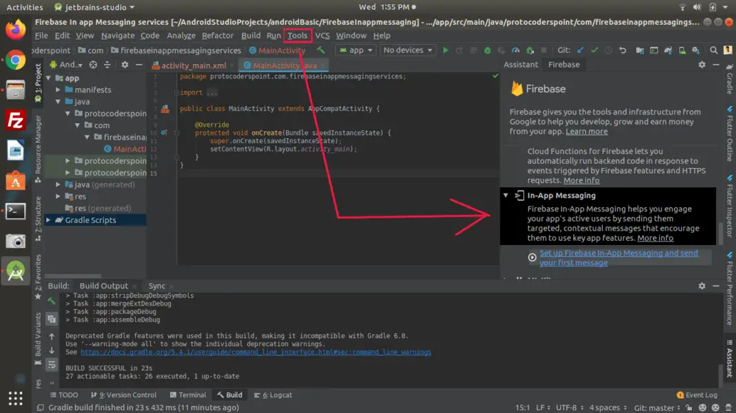 Подключение firebase к android studio