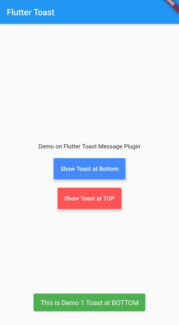 flutter toast message top
