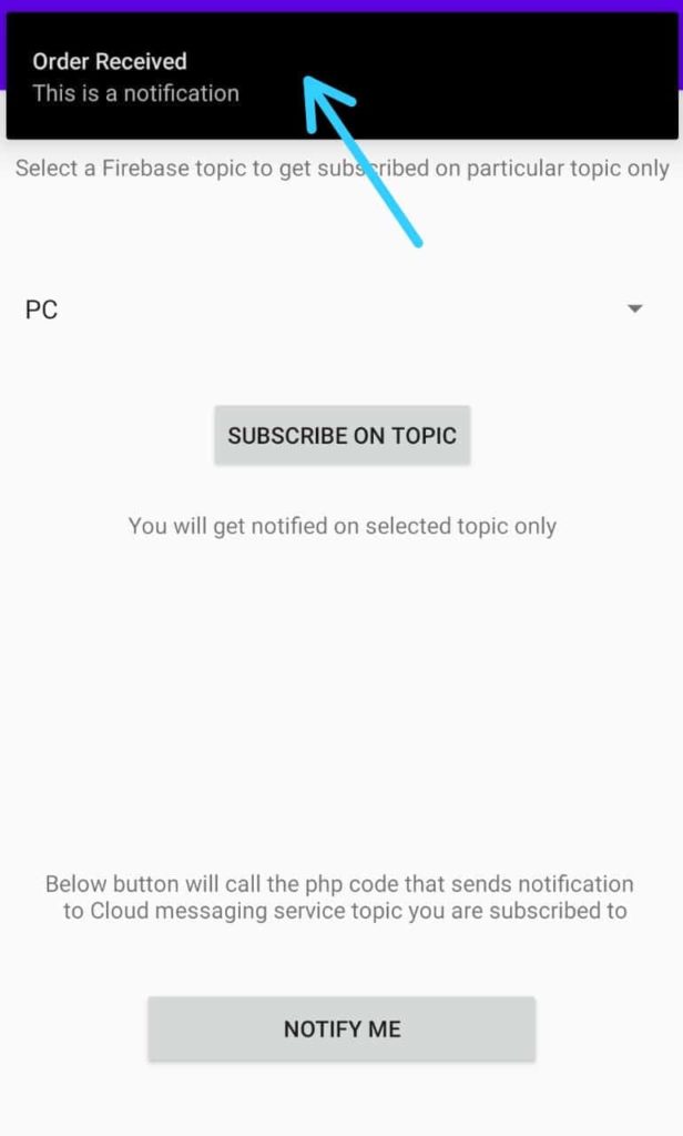 android php push notification screenshot