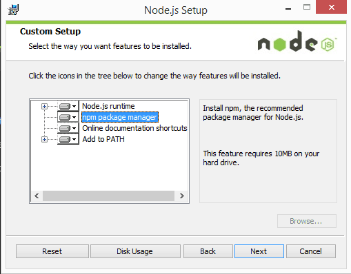 node js installation