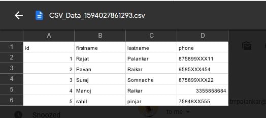 android data in to csv file format