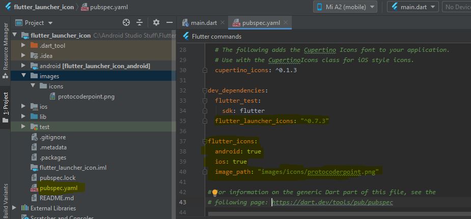 flutter launcher icon add dev dependencies