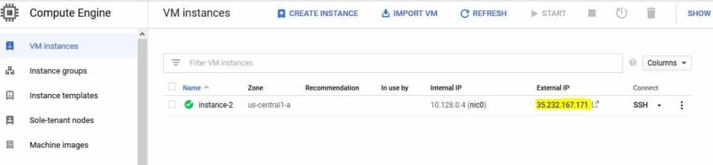 how to get my google cloud ip address