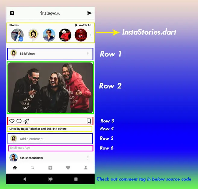 Instagram HomePage UI design Clone