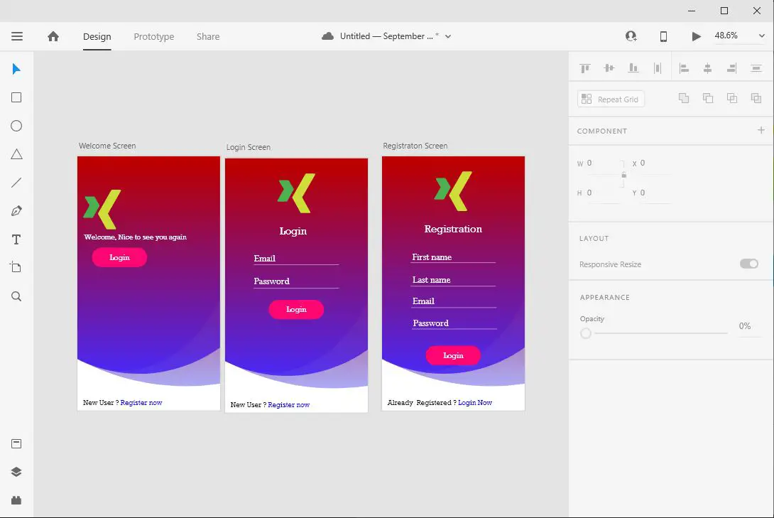 adobe xd login sign up App UI Design