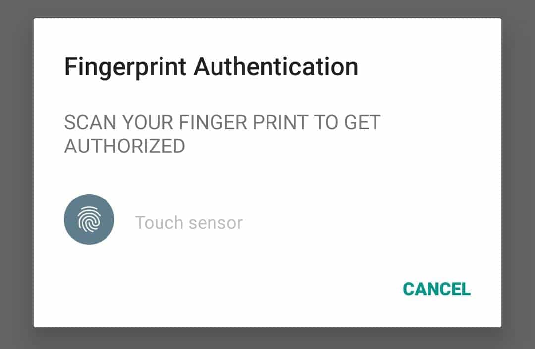 flutter fingerprint authentication dialog box