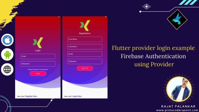 Flutter provider login example firebase auth email password