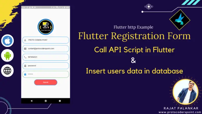 call api in flutter example register user data in database