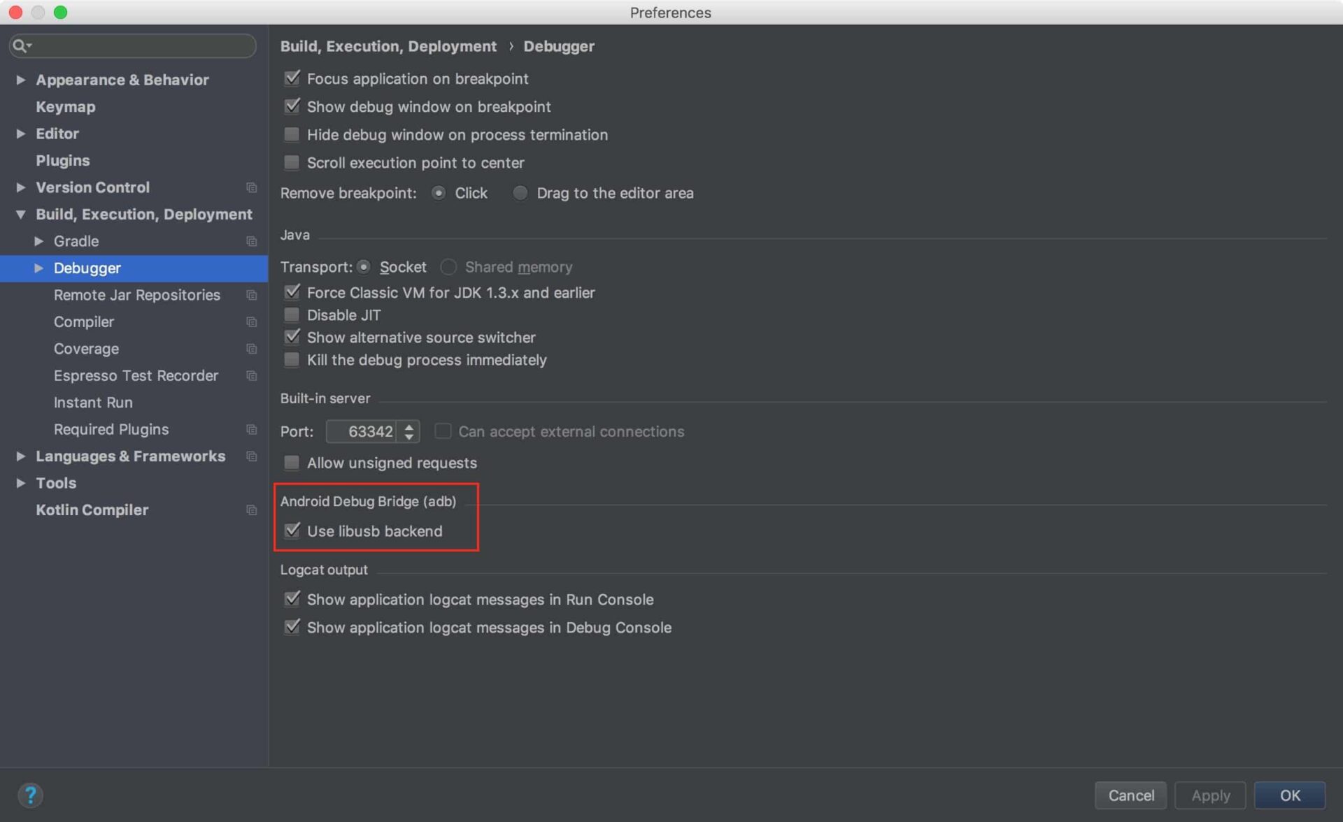 android studio logcat do not show anything