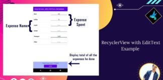 RecyclerView with EditText Example