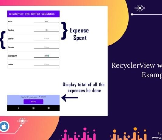 RecyclerView with EditText Example