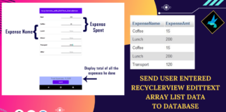 recyclerview send list of data to database