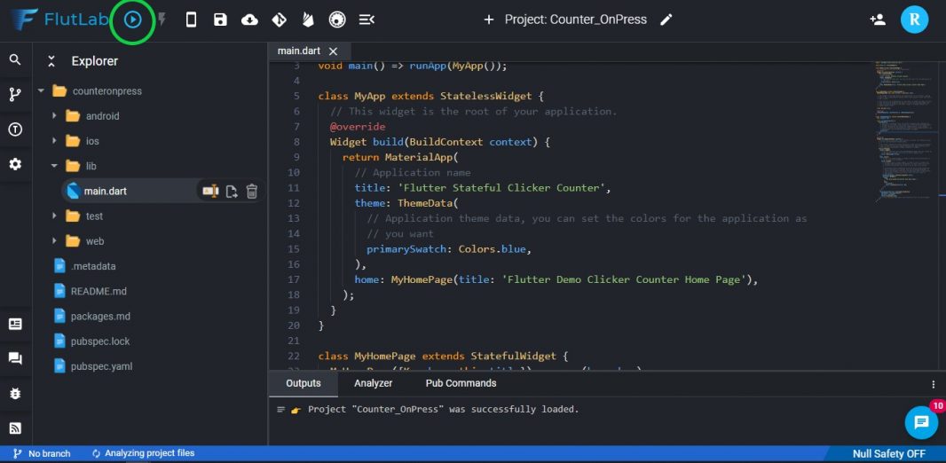 Now Develop Flutter App Online using FlutLab IDE
