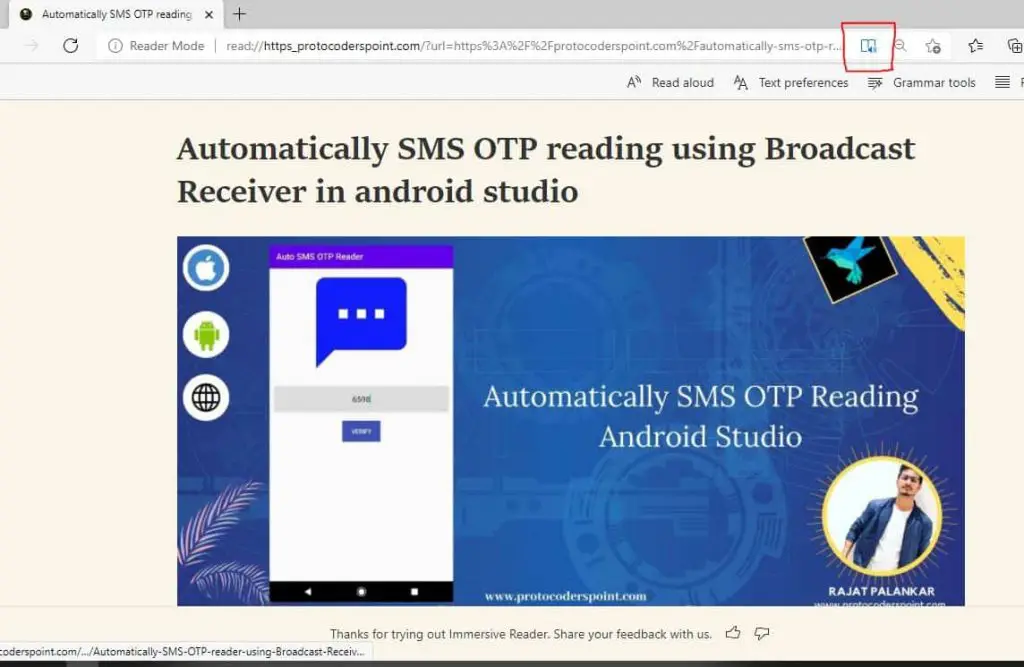 edge emmersive reader mode