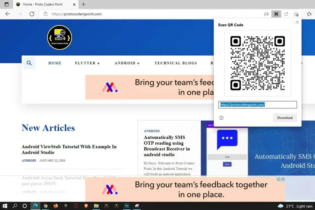 embedded qr code in edge browser