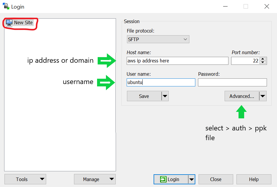 winscp login