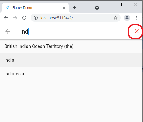 cancel close button in search bar flutter 