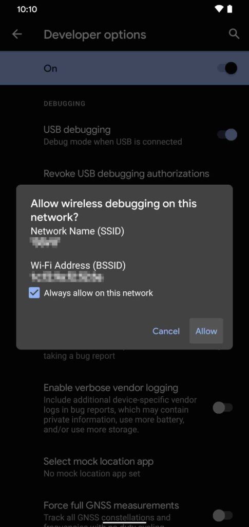 llow access for ADB over wifi