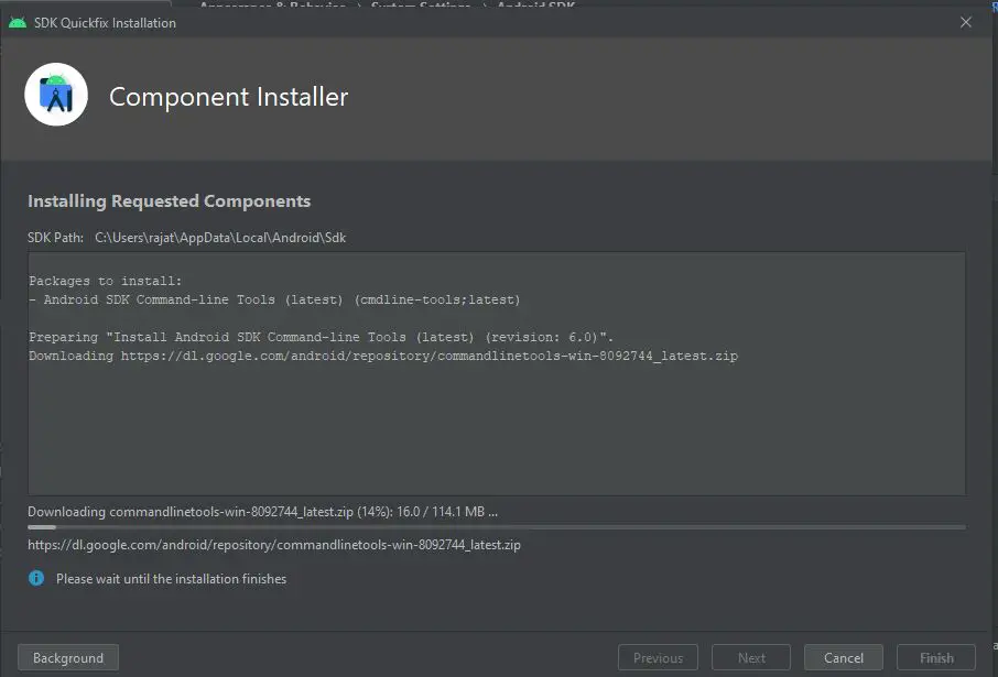downloading command line tool android studio 