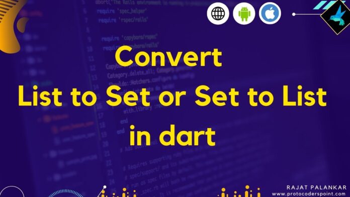 convert list to set in dart flutter