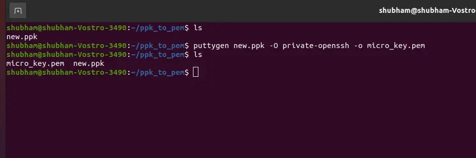 convert ppk to pem file