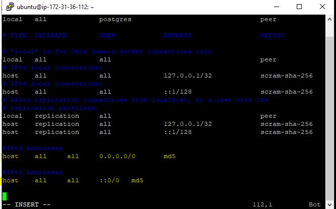 postgresql  allow remote conntection to database host all IPv4 & IPv6