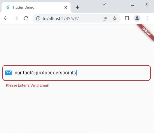 Flutter Form Email Validation RealTime - Using Regex Pattern