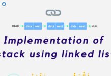 Implementation of stack using linked list