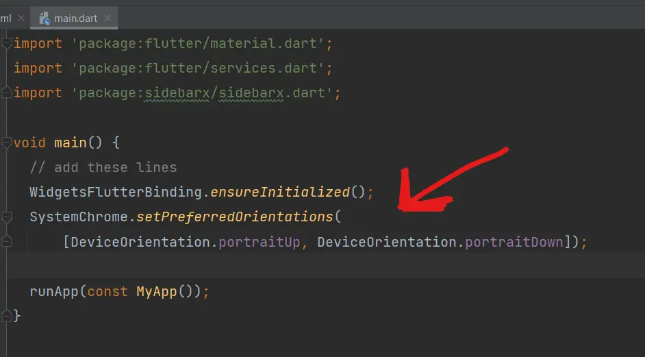 flutter disable landscape mode code