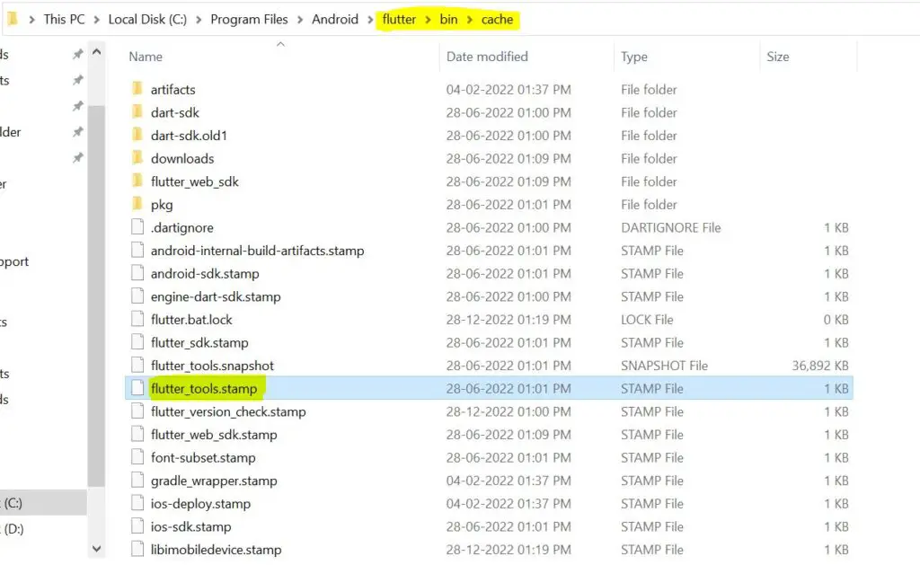 delete flutter_tools stamp file