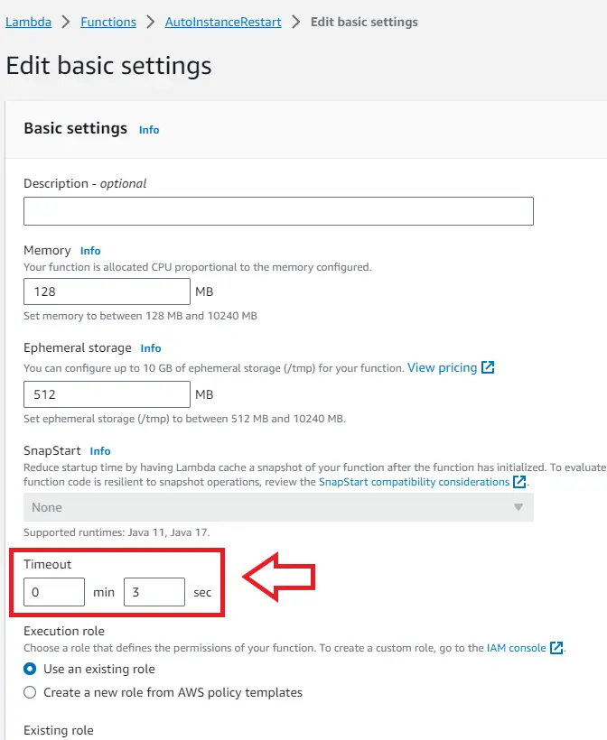 AWS lambda function timeout