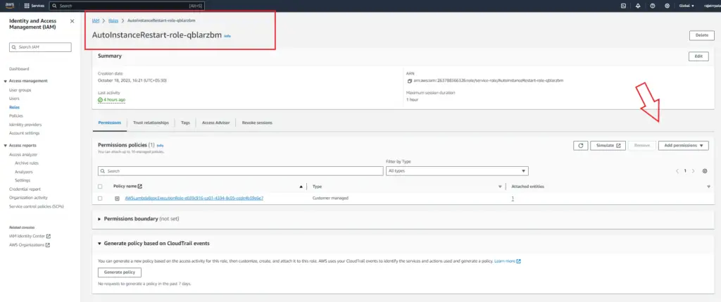 aws roles add permission for lambda function