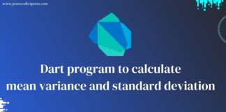 Dart program to calculate mean variance and standard deviation
