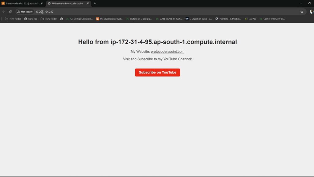 EC2 instance responding with HTML page showing private IP