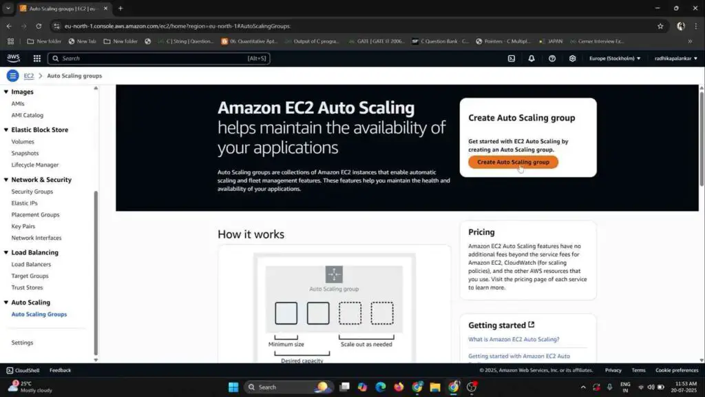 how to create auto scaling group in aws