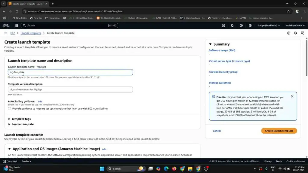 how to create launch instance in aws